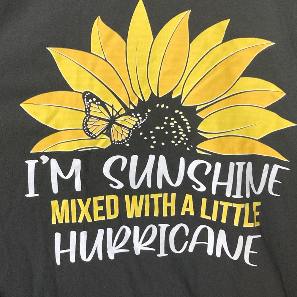 Black Tee with Yellow Sunflower and Butterfly